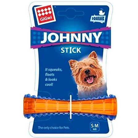 Gigwi Johnny Yüzebilen Sesli Kauçuk Stick Köpek Oyuncağı  (S/M) Turuncu Mavi