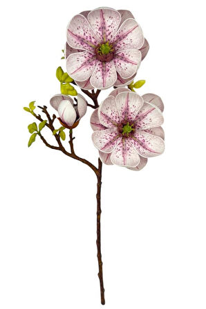 Yapay Çiçek Pembe Açık Eva Manolya 2 Çiçek 1 Tomurcuk Uzun Dal Çiçek Flowers 55cm Gerçeksi Doku
