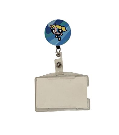 PowerPuff Girls Bubbles Temalı Metal Yoyo Kartlık Yoyo Yaka Kartlığı