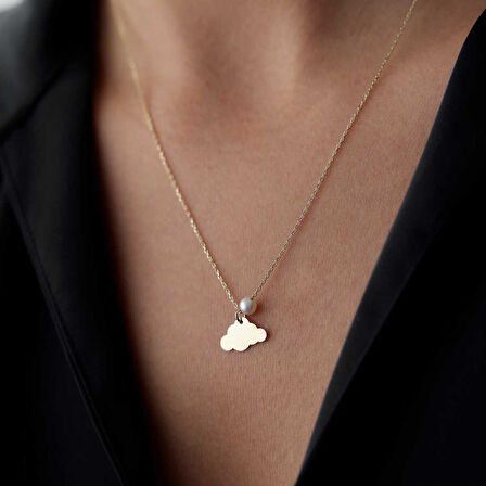 İncili Plaka Bulut Kolye