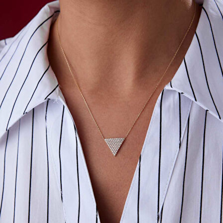 Taşlı Ters Üçgen Kolye