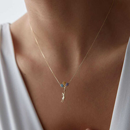 Balon Uçuran Çocuk Kolye