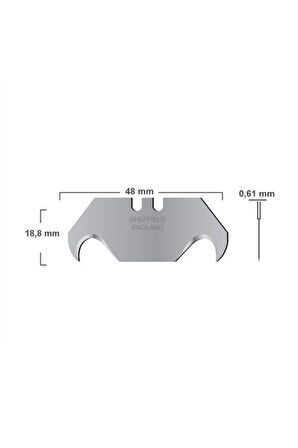 KALİTE Kancalı Rötuş Bıçak Yedeği Kesme Boynuz Bıçak Halıcı Bıçağı 10'lu Paket 18.8x51.5x0,61mm
