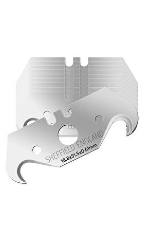 KALİTE Kancalı Rötuş Bıçak Yedeği Kesme Boynuz Bıçak Halıcı Bıçağı 10'lu Paket 18.8x51.5x0,61mm