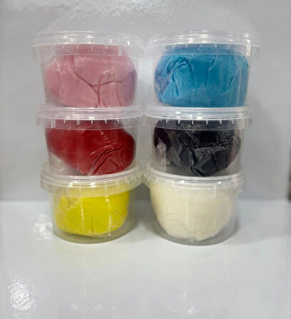 Şeker Sugar 6'li SET SİYAH-BEYAZ-SARI-KIRMIZI-MAVİ-PEMBE Şeker Hamuru 200 gr