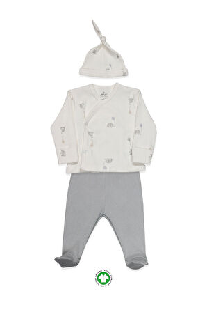 Bistyle Flying Elephant 3'Lü Zıbın Takım 13111 Ekru Gri