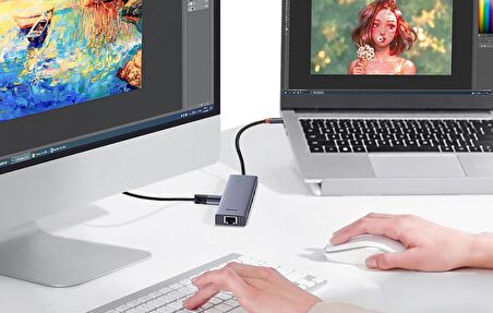 Baseus PD 100W 7in1 Type-C to Dönüştürücü Hub Type-C to HDMI4K@60Hz USB3.0 1000 Mbps RJ45 Ekran Paylaşma
