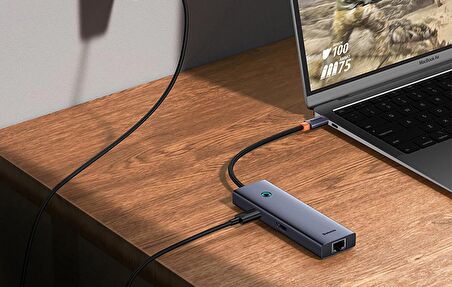 Baseus PD 100W 7in1 Type-C to Dönüştürücü Hub Type-C to HDMI4K@60Hz USB3.0 1000 Mbps RJ45 Ekran Paylaşma