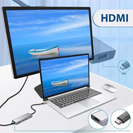 Coofbe 9in1 Type-C Hub Type-C to 4K 30hz HDMI 3.5mm TF USB 3.0 USB 2.0*2 SD TF Dönüştürücü Hub