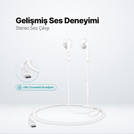 Ttec Klipsli Type-C Girişli HD Mikrofonlu Stereo Kablolu Type-C Kulakiçi Kulaklık Kontrol Tuşlu