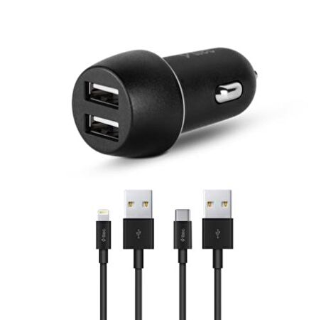 Ttec Şarj Akım Korumalı Type-C Ve İphone Kablolu 15.5W Araç Şarj Başlığı Set Tüm Araçlara Uyumlu