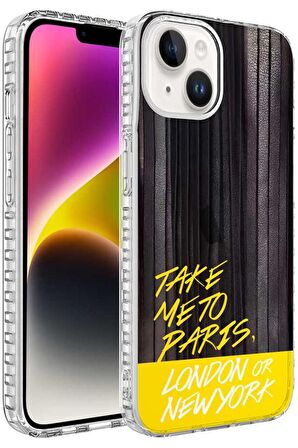 Apple iPhone 14 Kılıf Airbag Kenarlı Renkli Desenli Elegans Silikon