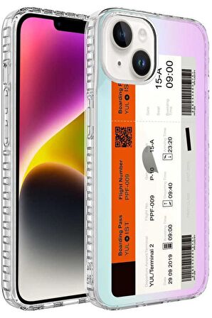 Apple iPhone 14 Kılıf Airbag Kenarlı Renkli Desenli Elegans Silikon