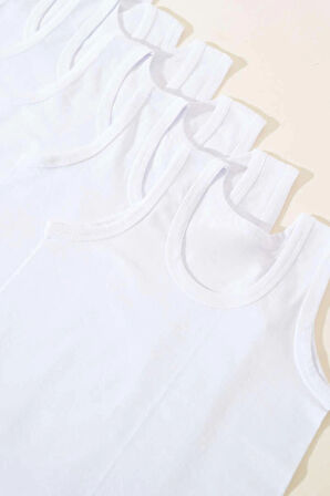 Erkek Çocuk Beyaz %100 Pamuklu Atlet 6 Adet