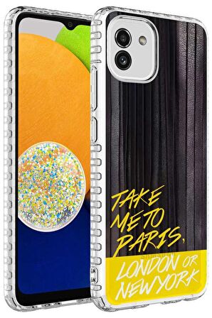 Galaxy A03 Kılıf Airbag Kenarlı Renkli Desenli Elegans Silikon