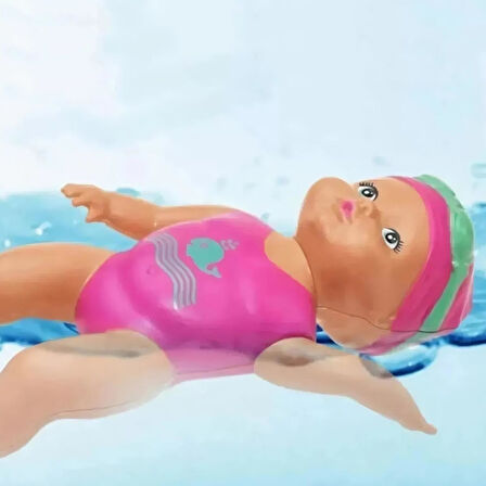 Oyuncak Kurmalı Deniz Havuz Suda Kulaç Atan Yüzen Bebek 15 Cm - Kurmalı Banyo Oyuncak Bebek