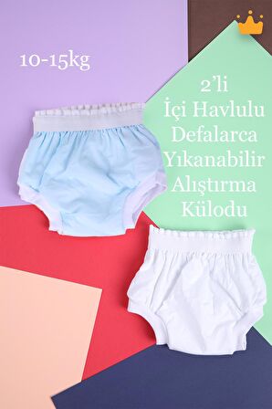 Babyhola Yıkanabilir Yüksek Emici Alıştırma Külodu 2'li 10-15 kg Mavi-Beyaz 1400