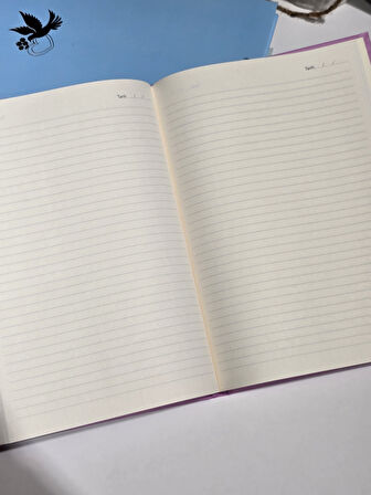 Bycappi Pembe kelebek Desenli Yazılı A4 160 Yaprak Çizgili Not Defteri