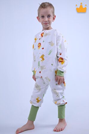 Begisa 2-8 Yaş 1 Tog Pazen Çocuk Uyku Tulumu Unisex Uzun Kollu Uyku Tulumu