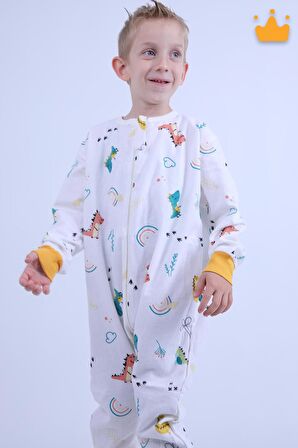 Begisa 2-8 Yaş 1 Tog Pazen Çocuk Uyku Tulumu Unisex Uzun Kollu Uyku Tulumu