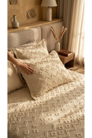 Miar Şönil İskandinav Yatak Örtüsü Takımı Krem 250 x 260 cm