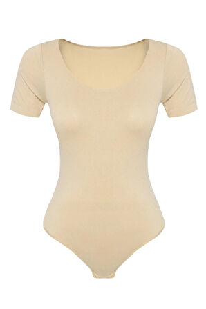 Kadın Ten Seamless Yarım Kollu Çıtçıtlı Body 1926t