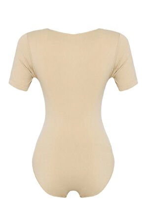 Kadın Ten Seamless Yarım Kollu Çıtçıtlı Body 1926t