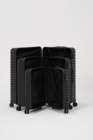 Keo-Plus Siyah 3 lü Set Silikon Kırılmaz PP Valiz