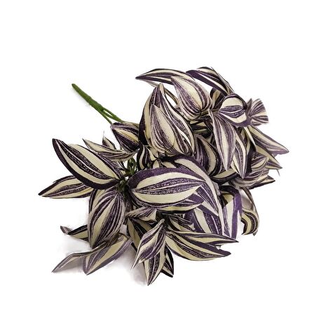 Yapay Çiçek Lila Çizgili Yaprak Demeti  Dikey Bahçe Uygulama Demeti 30 cm Yapay Bitki