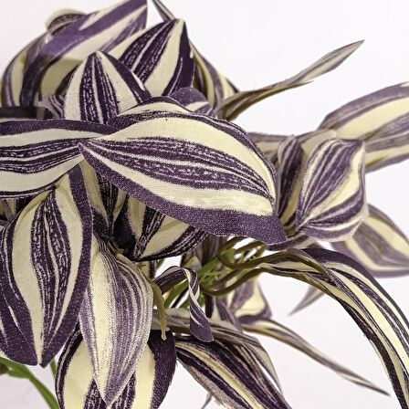 Yapay Çiçek Lila Çizgili Yaprak Demeti  Dikey Bahçe Uygulama Demeti 30 cm Yapay Bitki