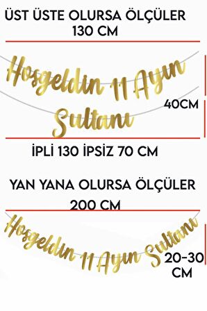 Gold Hoşgeldin 11 Ayın Sultanı Harf Afiş Banner - Bayram Banner - Kaligrafi Ramazan Banner