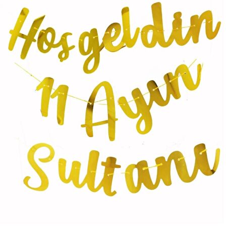 Gold Hoşgeldin 11 Ayın Sultanı Harf Afiş Banner - Bayram Banner - Kaligrafi Ramazan Banner