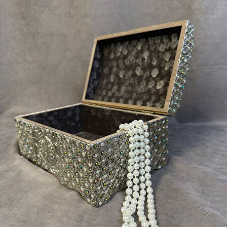 Uretti - Hülya 6683 8868 El Yapımı Alüminyum Folyo Kaplama Dekoratif Saklama Takı Kutusu