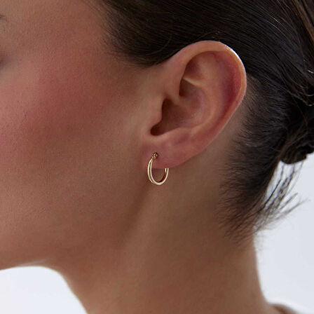 Small 2mm Oval Boru Halka Küpe