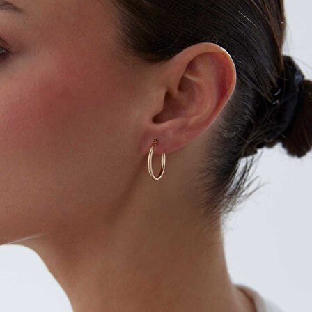 Medium 2mm Oval Boru Halka Küpe