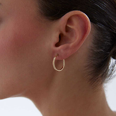 Medium 2mm Oval Boru Halka Küpe