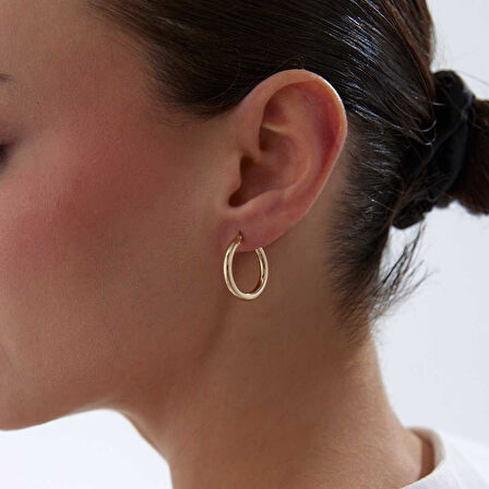 Medium 3mm Oval Boru Halka Küpe