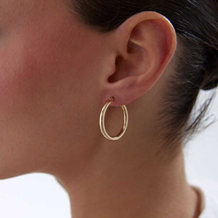 Large 3mm Oval Boru Halka Küpe