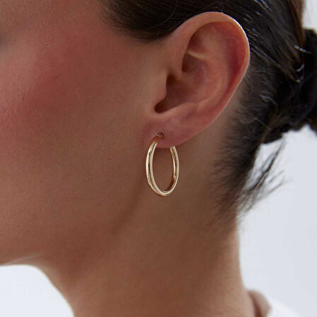 Large 3mm Oval Boru Halka Küpe