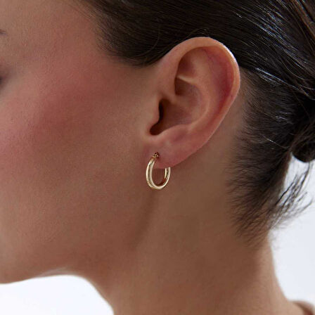 Small 3mm Oval Boru Halka Küpe