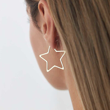 Şerit Yıldız Halka Küpe