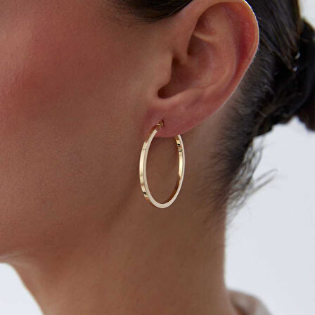 XLarge 2mm Kenarlı Boru Halka Küpe