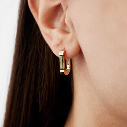 Yeşil Taşlı Ractangle Küpe