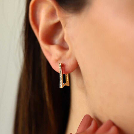 Dörtgen Taşlı Küpe