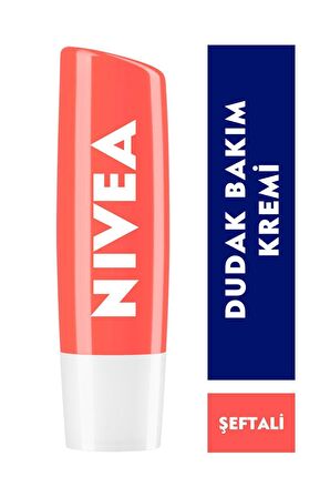 Nivea Dudak Bakım Kremi Ve Dudak Parlatıcı 4.8gr, Şeftali Kokusu, 24 Saat Nemlendirici, Hafif Pembe Işıltı