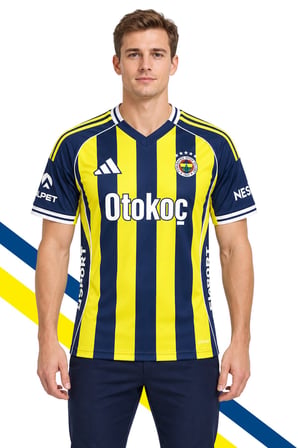 Fenerbahçe Orijinal Lisanslı 2025/26 Çubuklu Forma + Şal Kaşkol Set Hediyeli Ahşap Kutu