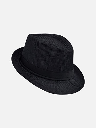  Yazlık Kumaş Siyah Fötr Trilby Şapka