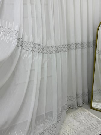 NİVEMESHOME V-105 MARİNA GÜMÜŞ  1/3 BAMBU TÜL PERDE