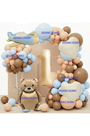 RETRO BALON BÜYÜK FOLYO AYI DOĞUM GÜNÜ SET