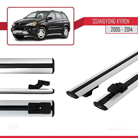 Ssangyong Kyron 2005-2014 Arası ile Uyumlu BASIC Model Ara Atkı Tavan Barı Gri 2 Adet